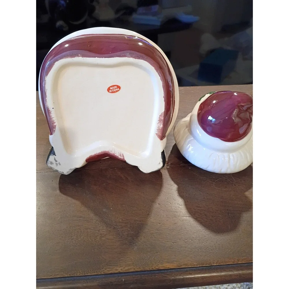 Vintage Style Ceramic Santa Claus Cookie Jar Holiday Decor Hand Painted Red